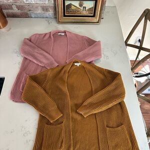 Madewell Cozy Pink and Brown Women's Sweater Set Size M 100% Cotton